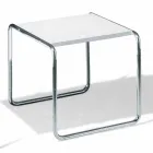 Mesa de Centro em Aço Cromado com Tampo Laminado Fabricado na Itália - Ariete Viadurini