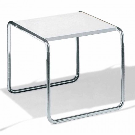 Mesa de Centro em Aço Cromado com Tampo Laminado Fabricado na Itália - Ariete Viadurini