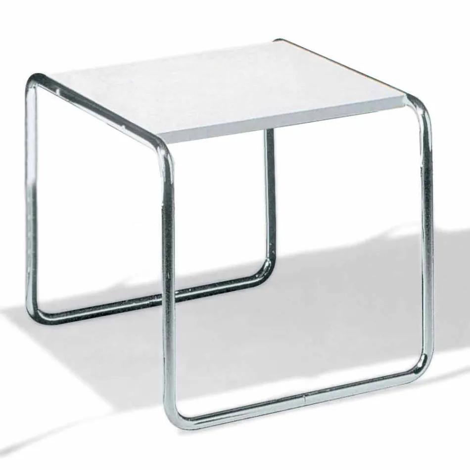 Mesa de Centro em Aço Cromado com Tampo Laminado Fabricado na Itália - Ariete Viadurini