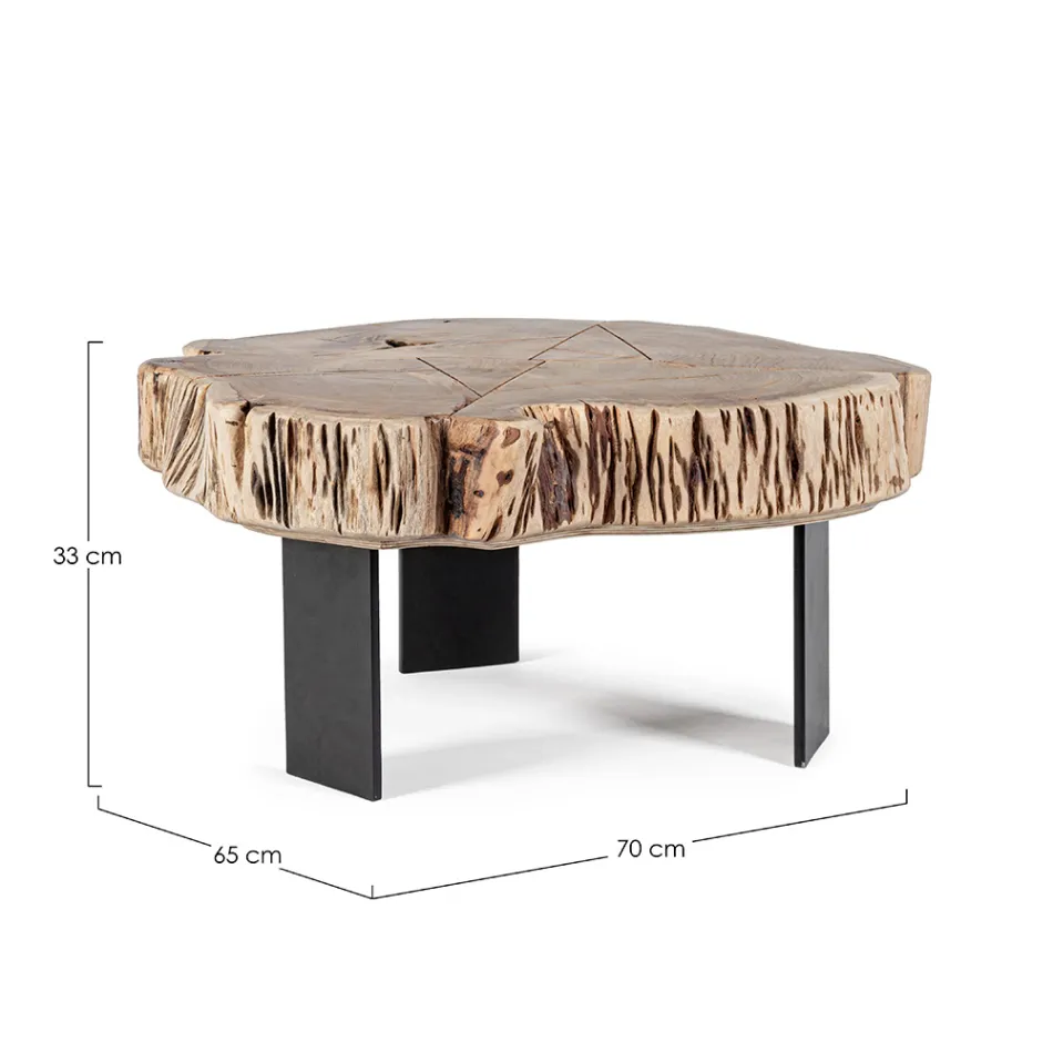 Mesa de centro Homemotion Aço e Madeira Natural Acácia - Camala Viadurini