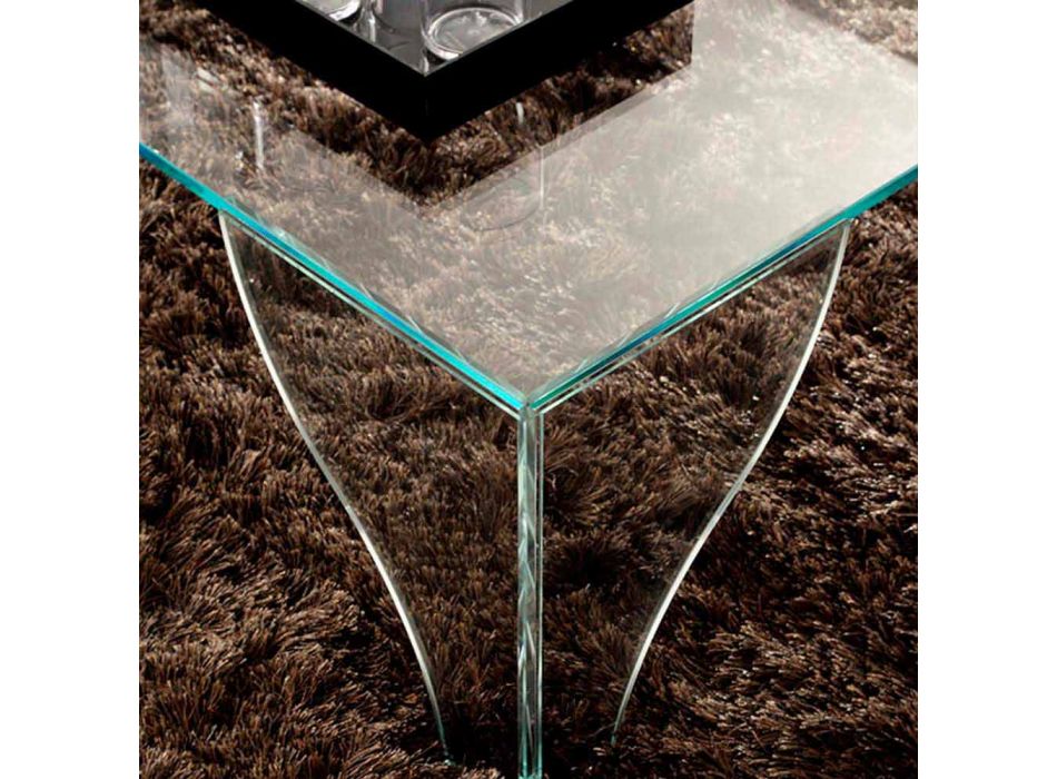 Mesa de Centro em Cristal Transparente Extra-claro Fabricado na Itália - Lítio Viadurini