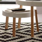 Mesa pequena em madeira de faia com tampo em polipropileno branco Pineto Viadurini