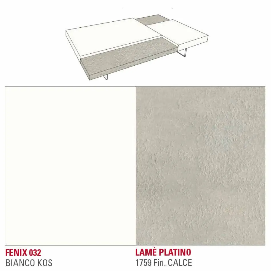 Mesa de centro Fenix com pés transparentes Made in Italy - Justin Viadurini