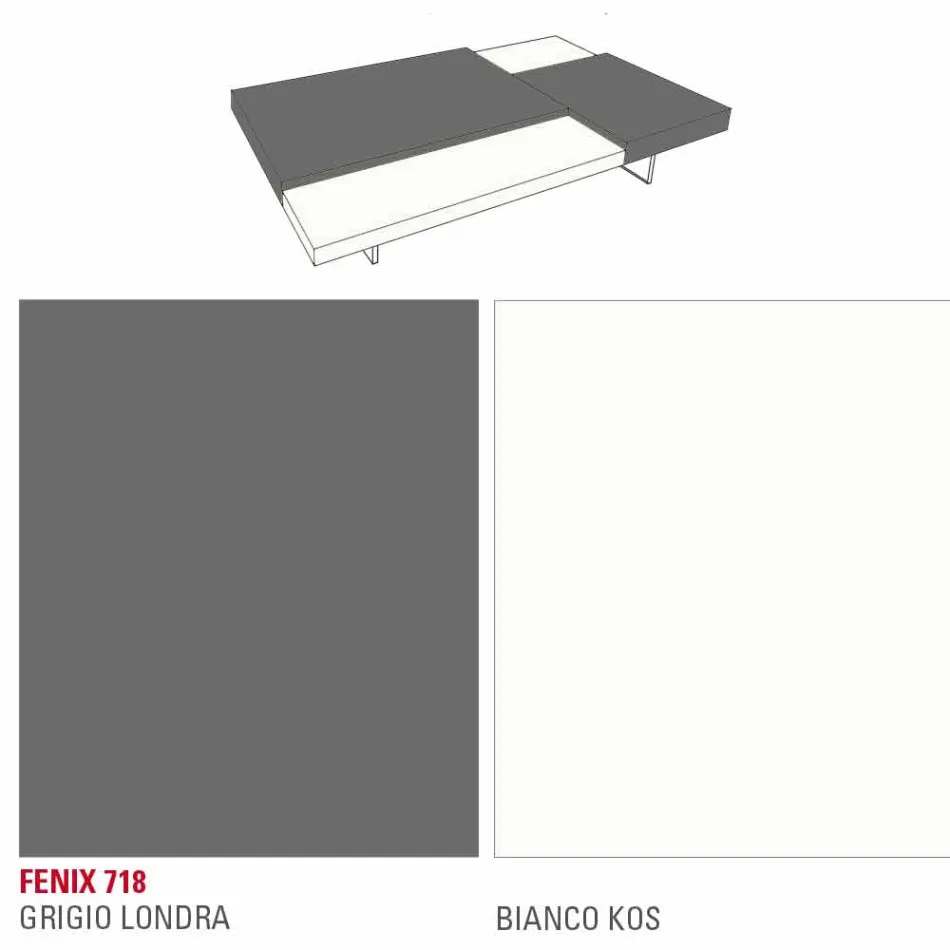 Mesa de centro Fenix com pés transparentes Made in Italy - Justin Viadurini