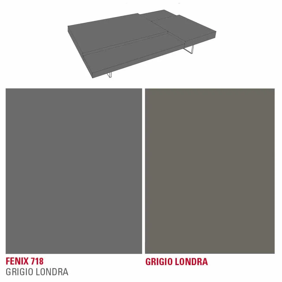 Mesa de centro Fenix com pés transparentes Made in Italy - Justin Viadurini