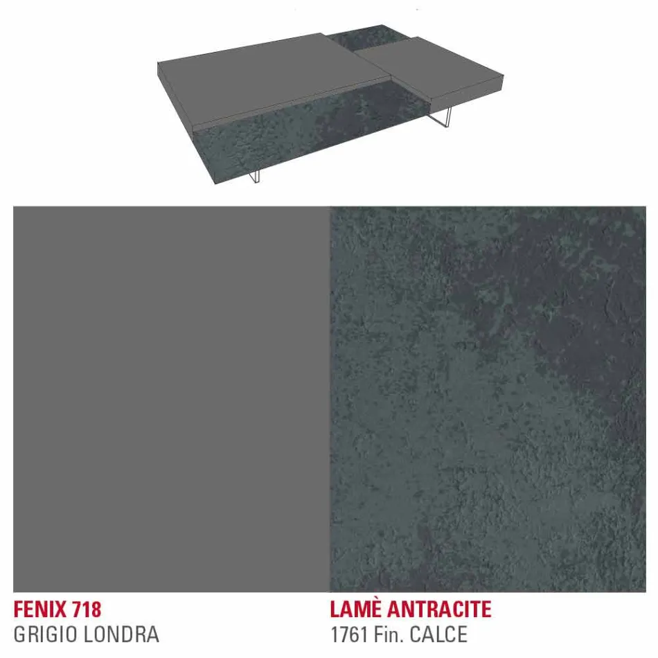 Mesa de centro Fenix com pés transparentes Made in Italy - Justin Viadurini