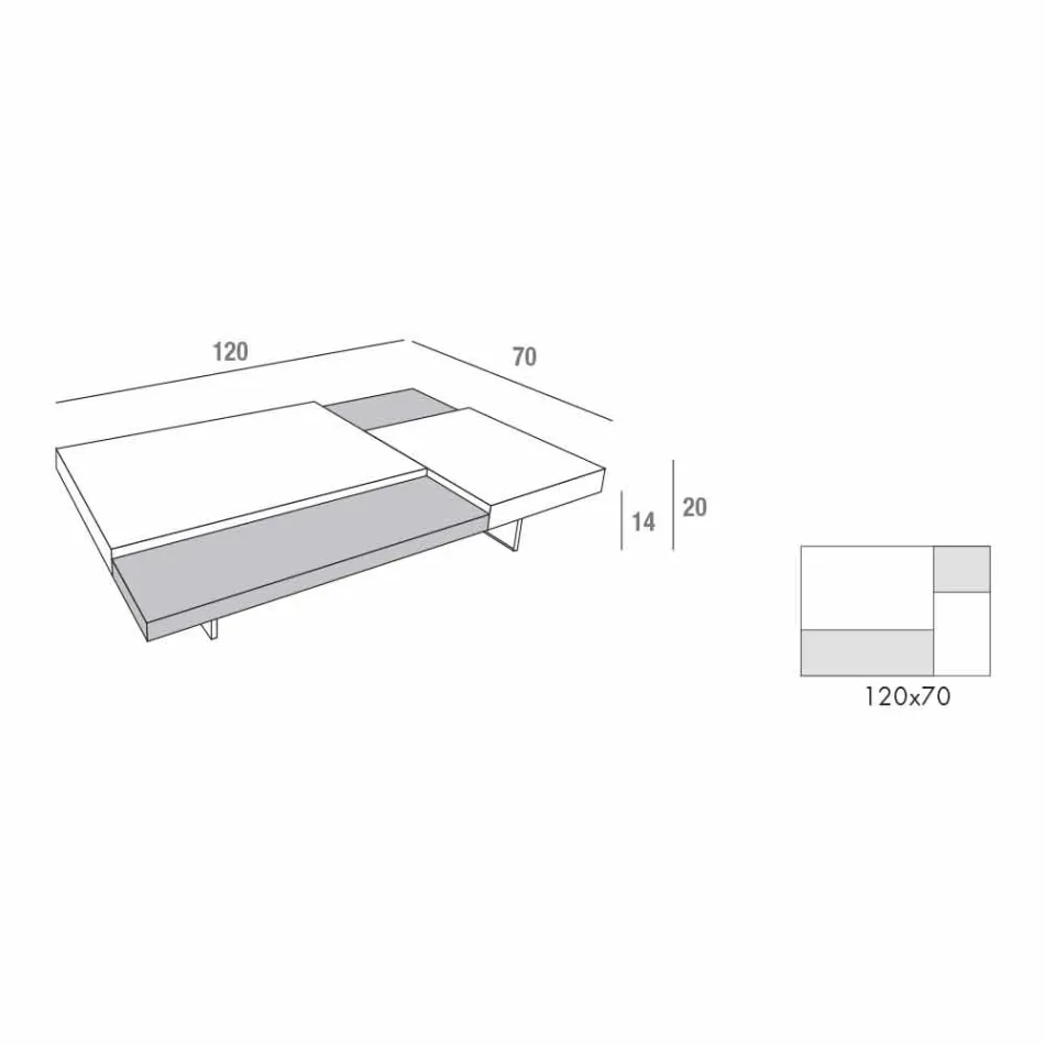 Mesa de centro Fenix com pés transparentes Made in Italy - Justin Viadurini