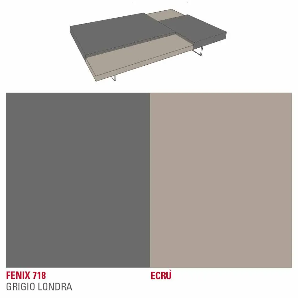 Mesa de centro Fenix com pés transparentes Made in Italy - Justin Viadurini