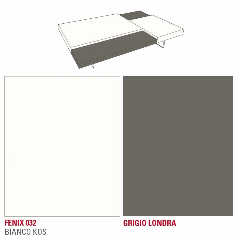 Mesa de centro Fenix com pés transparentes Made in Italy - Justin Viadurini