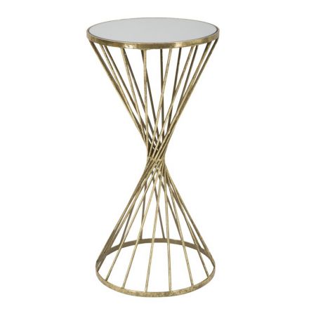 Mesa de centro de ferro dourado com tampo espelhado - damasco Viadurini