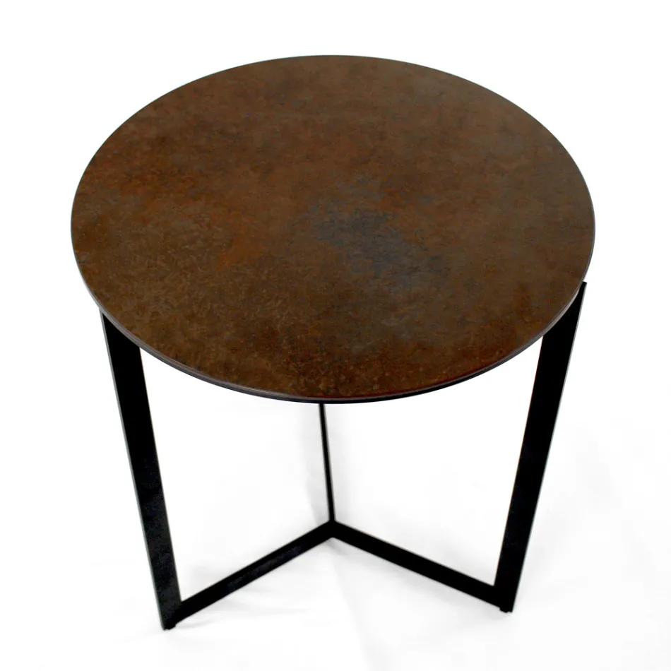 Mesa de centro de grés com base de aço fabricada na Itália - Aspira Viadurini