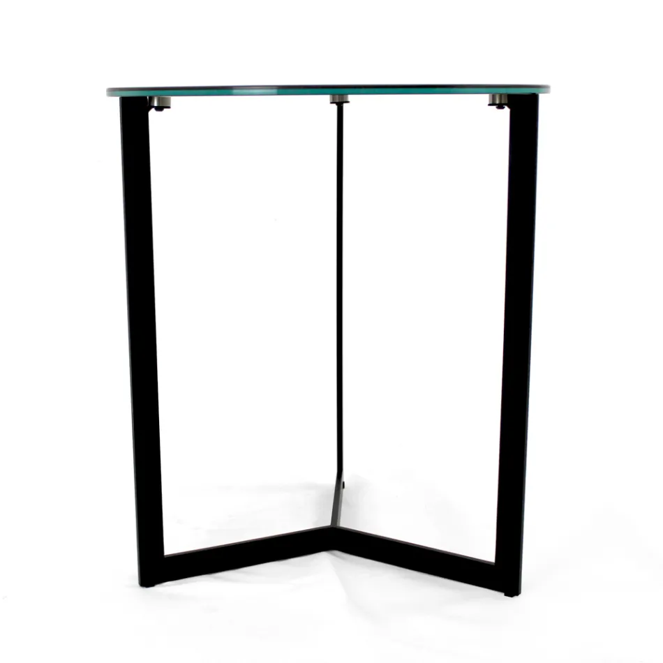 Mesa de centro de grés com base de aço fabricada na Itália - Aspira Viadurini