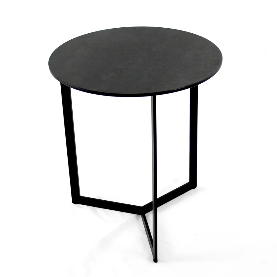 Mesa de centro de grés com base de aço fabricada na Itália - Aspira Viadurini