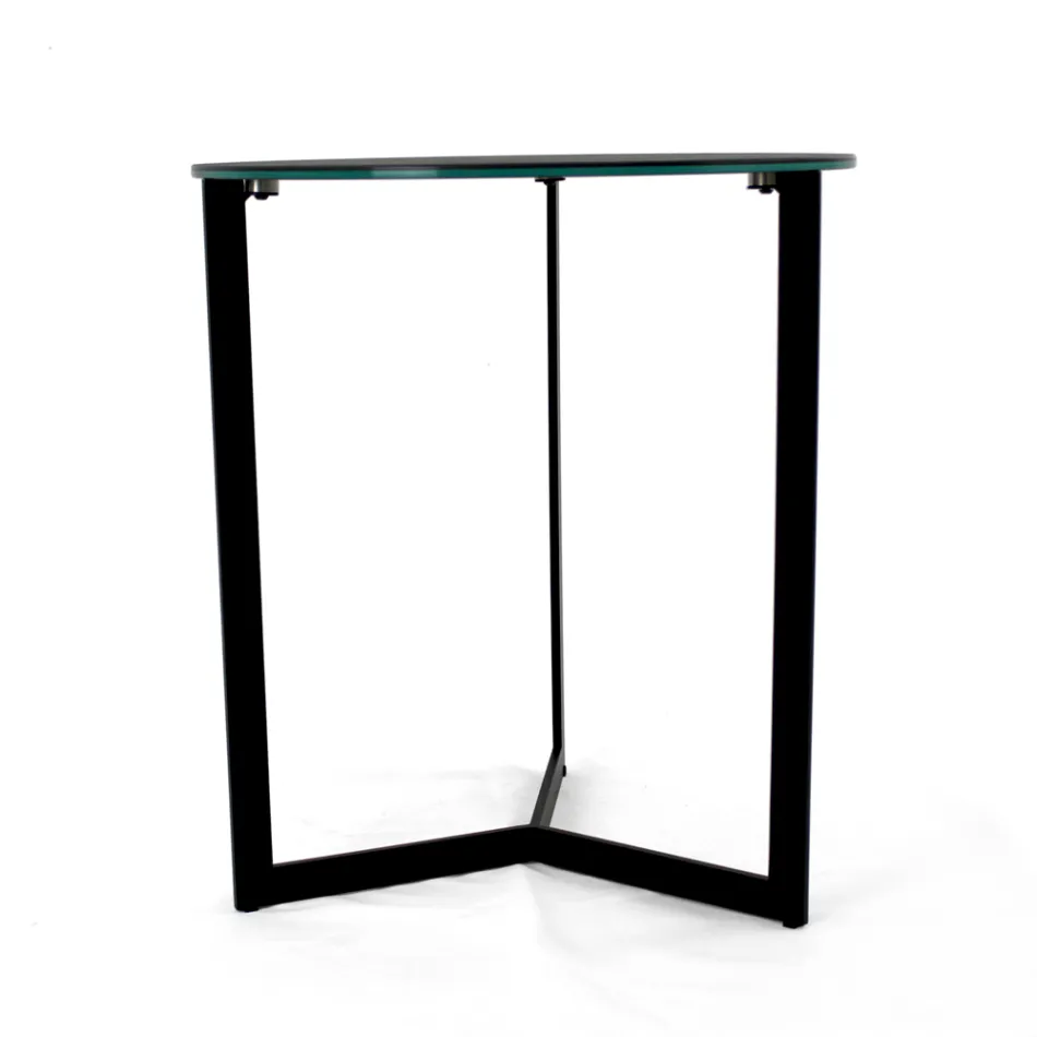 Mesa de centro de grés com base de aço fabricada na Itália - Aspira Viadurini