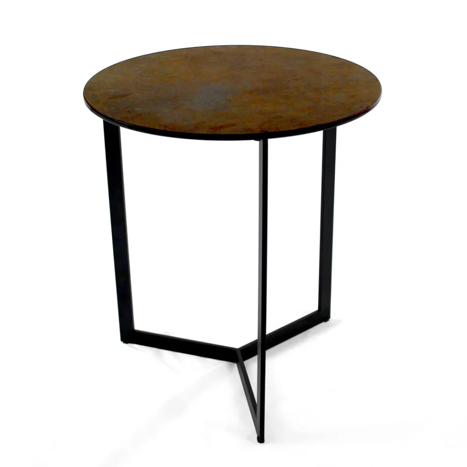 Mesa de centro de grés com base de aço fabricada na Itália - Aspira Viadurini