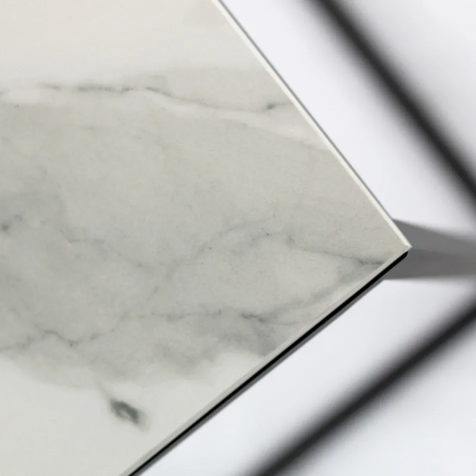 Mesa de centro de grés e base de aço fabricada na Itália - Birba Viadurini