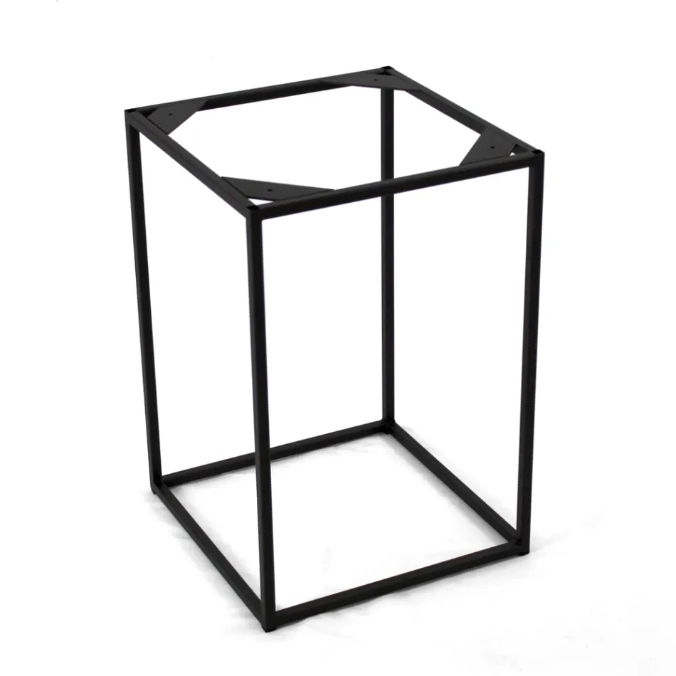 Mesa de centro de grés e base de aço fabricada na Itália - Birba Viadurini