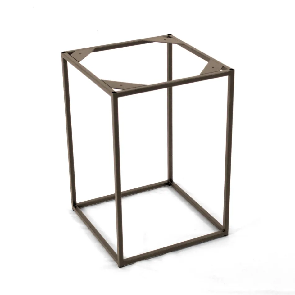 Mesa de centro de grés e base de aço fabricada na Itália - Birba Viadurini