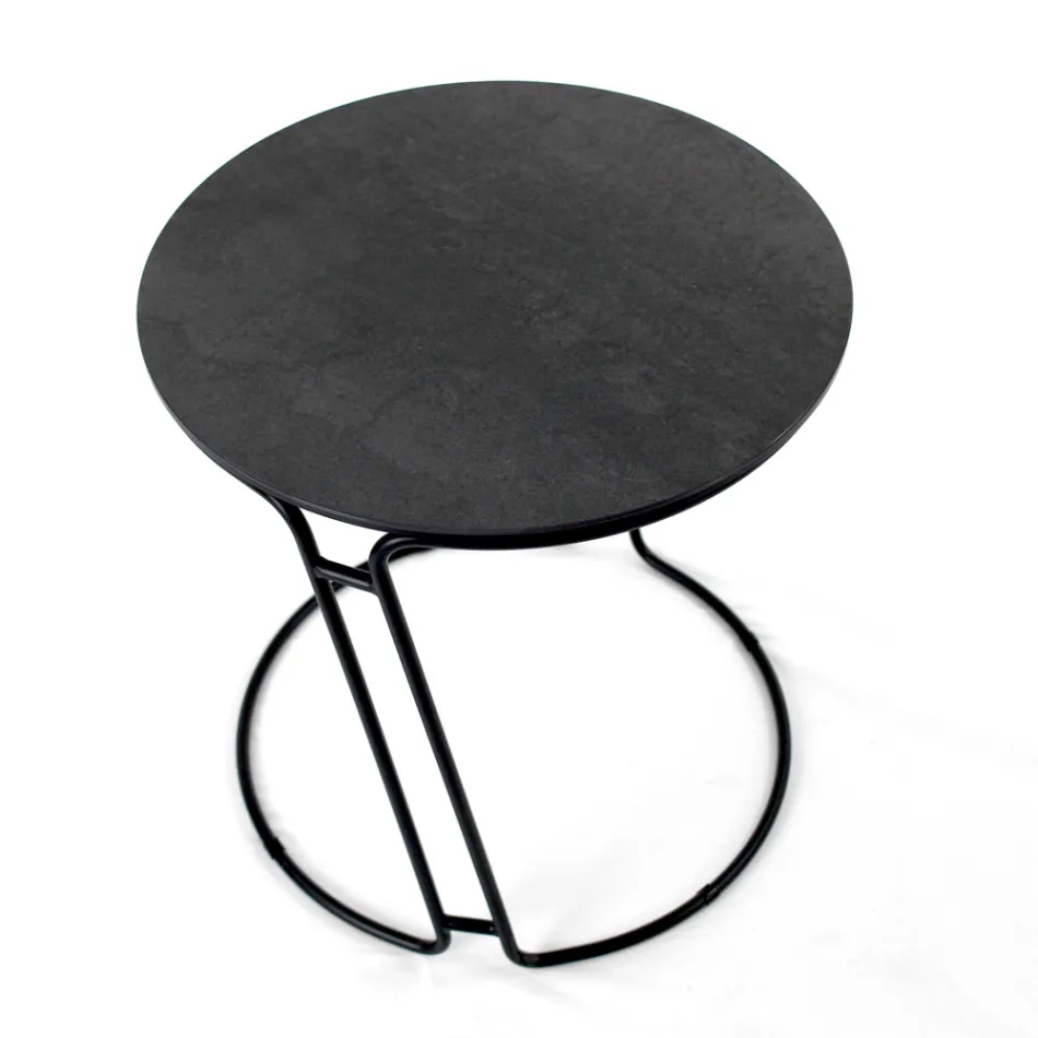 Mesa de Centro em Porcelana Grès e Base Redonda Made in Italy - Tullia Viadurini