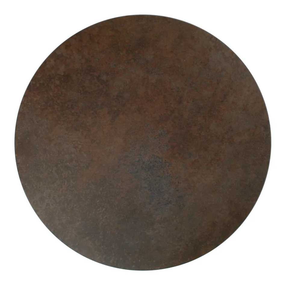 Mesa de centro em grés redondo e base com 3 luas crescentes Made in Italy - Arepa Viadurini