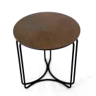 Mesa de centro em grés redondo e base com 3 luas crescentes Made in Italy - Arepa Viadurini