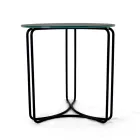 Mesa de centro em grés redondo e base com 3 luas crescentes Made in Italy - Arepa Viadurini