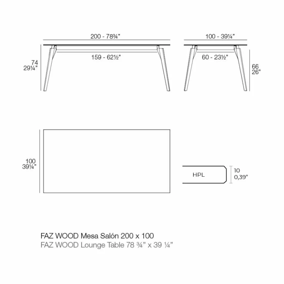 Mesa de Centro em Branco ou Preto Laminado em 2 Tamanhos - Faz Wood by Vondom Viadurini