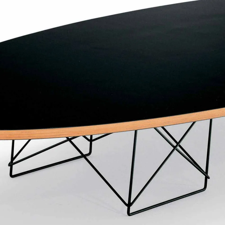 Mesa de centro em laminado preto e aço lacado fabricado na Itália - Persefone Viadurini
