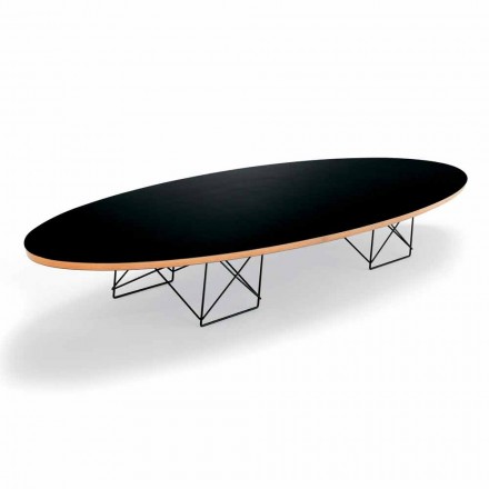 Mesa de centro em laminado preto e aço lacado fabricado na Itália - Persefone Viadurini