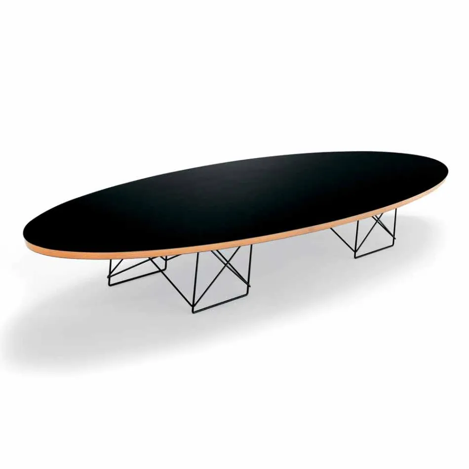 Mesa de centro em laminado preto e aço lacado fabricado na Itália - Persefone Viadurini