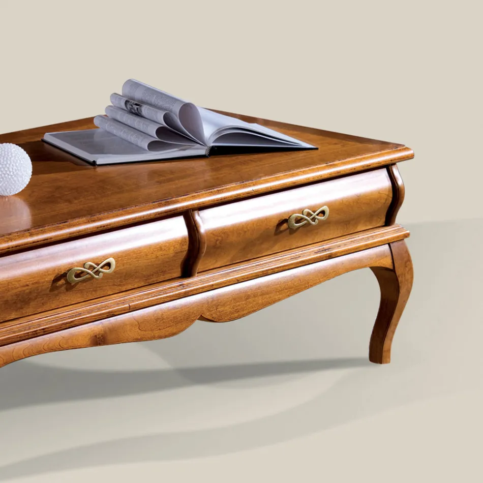 Mesa de centro em madeira de nogueira com gaveta feita na Itália - Hastings Viadurini