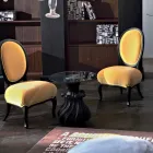 Mesa de café em madeira maciça e cristal de 60cm de diâmetro, Margo Viadurini