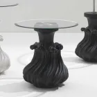 Mesa de café em madeira maciça e cristal de 60cm de diâmetro, Margo Viadurini