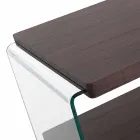 Mesa de Centro em Nogueira Mdf e Vidro Transparente em 2 Tamanhos - Mindie Viadurini