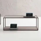 Mesa de centro de metal com tampos de cristal Made in Italy - Fermio Viadurini