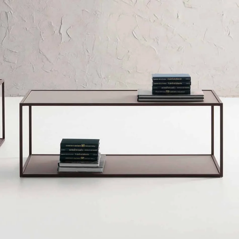 Mesa de centro de metal com tampos de cristal Made in Italy - Fermio Viadurini