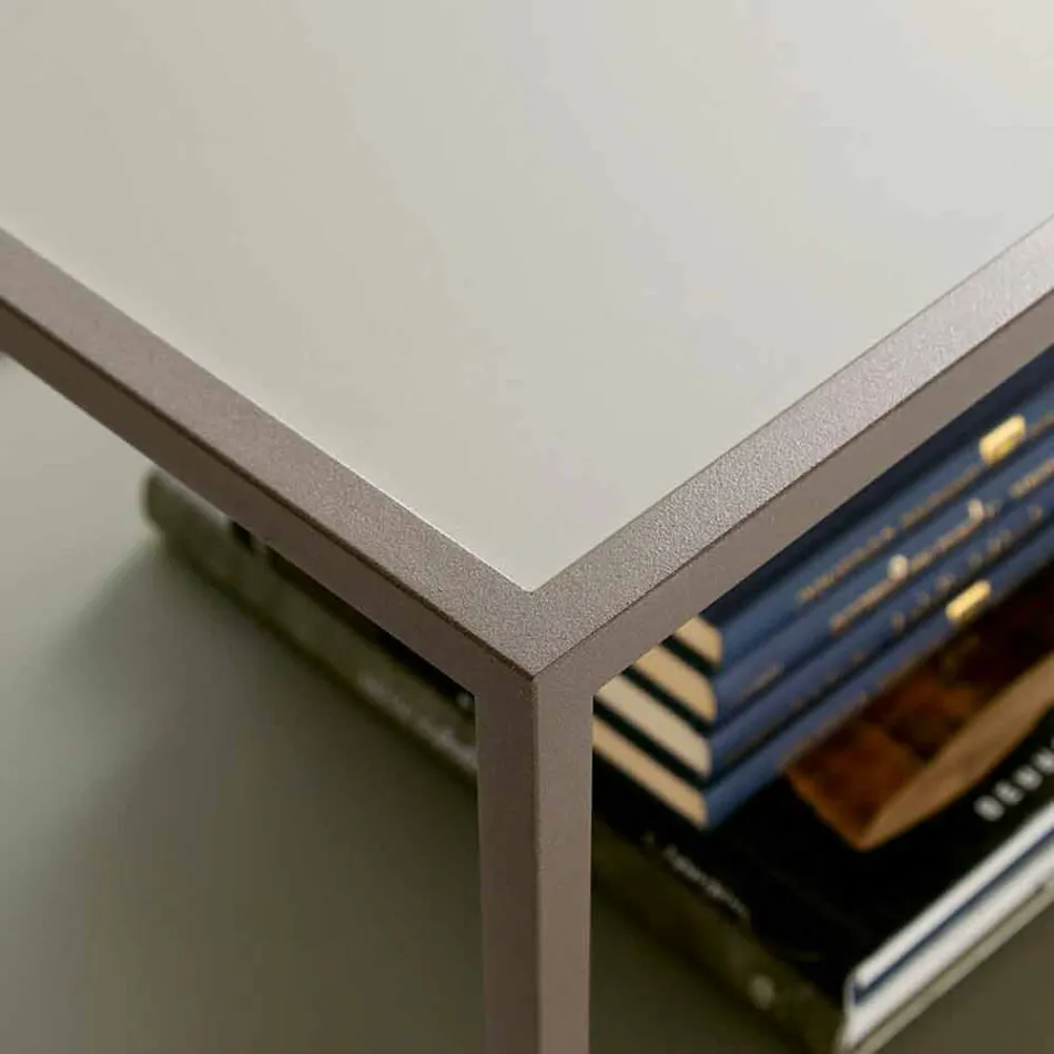 Mesa de centro de metal com tampos de cristal Made in Italy - Fermio Viadurini