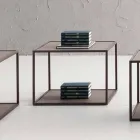 Mesa de centro de metal com tampos de cristal Made in Italy - Fermio Viadurini