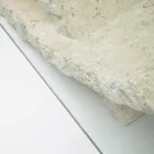 Mesa de centro de pedra fóssil com tampo de vidro temperado - Isabel Viadurini