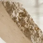 Mesa de centro de pedra fóssil com tampo de vidro transparente - Kansas Viadurini