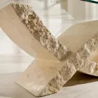 Mesa de centro de pedra fóssil com tampo de vidro transparente - Kansas Viadurini