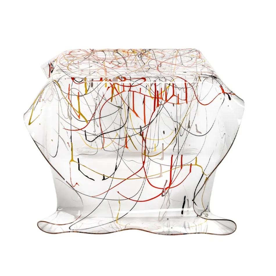 Mesa de centro de acrílico drapeada à mão feita na Itália - Pippo Viadurini