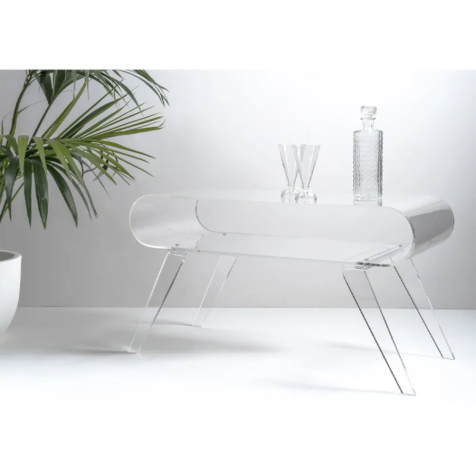 Mesa de Centro em Plexiglass Transparente ou com Madeira Design - Gesso Viadurini