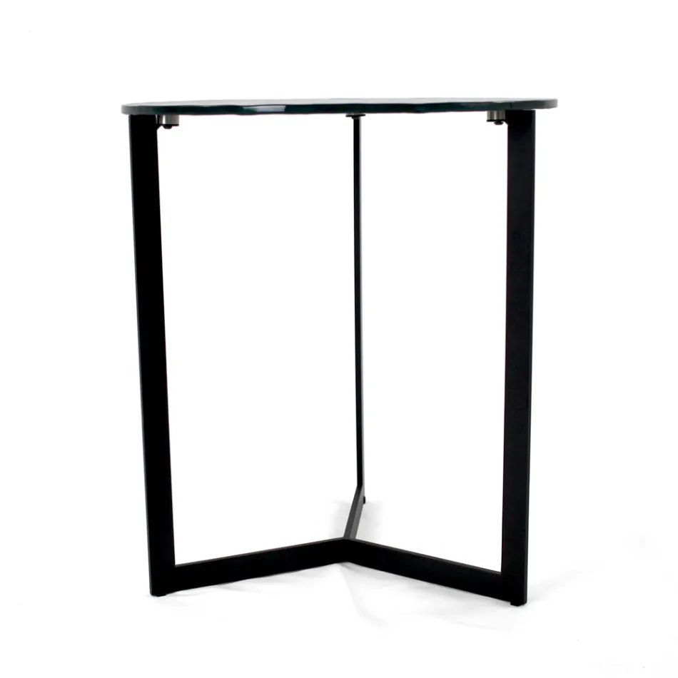 Mesa de centro de vidro com base de aço fabricada na Itália - Aspira Viadurini