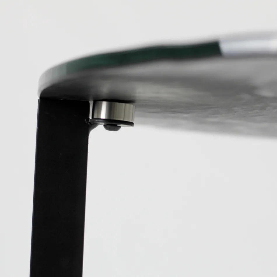 Mesa de centro de vidro com base de aço fabricada na Itália - Aspira Viadurini