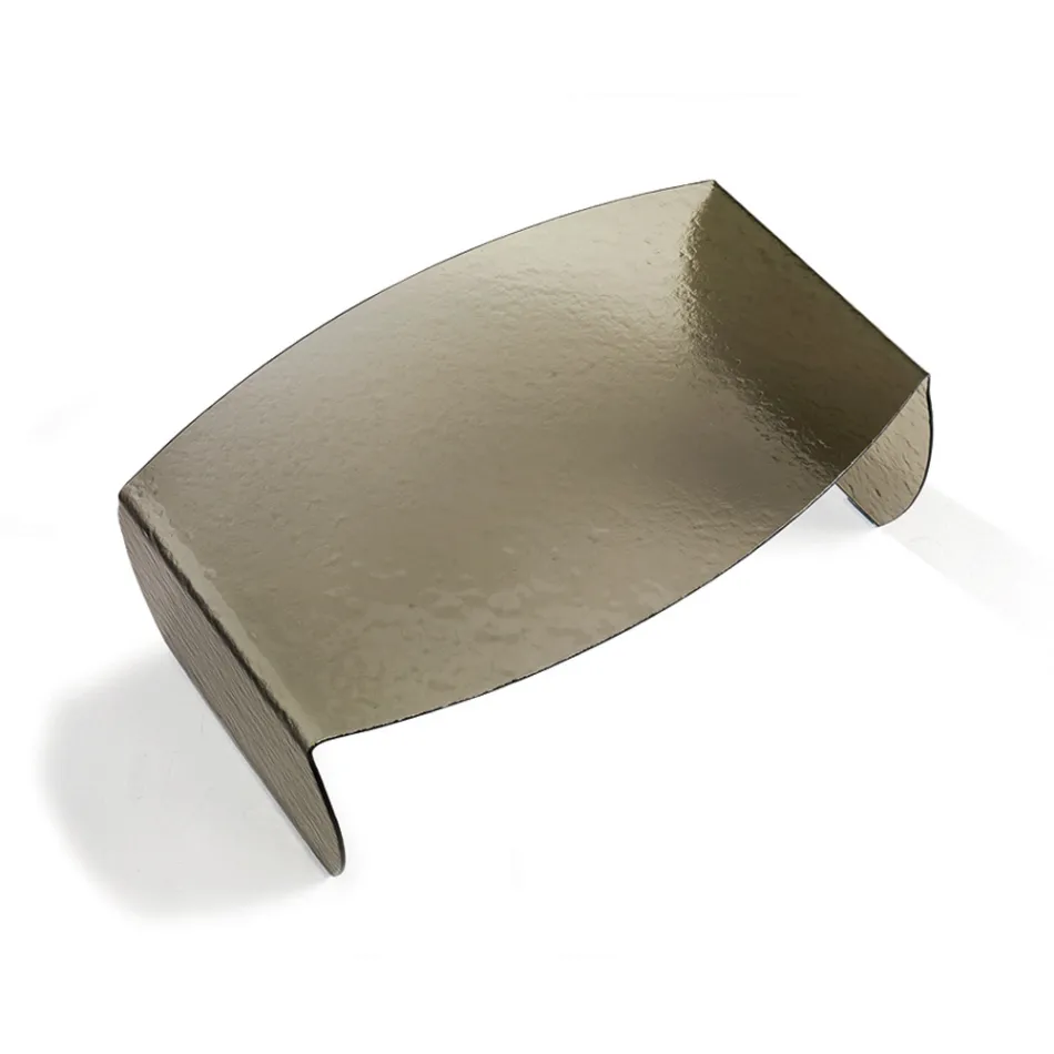 Mesa de centro Francesca em vidro curvo com efeito martelado, fabricada na Itália. Viadurini