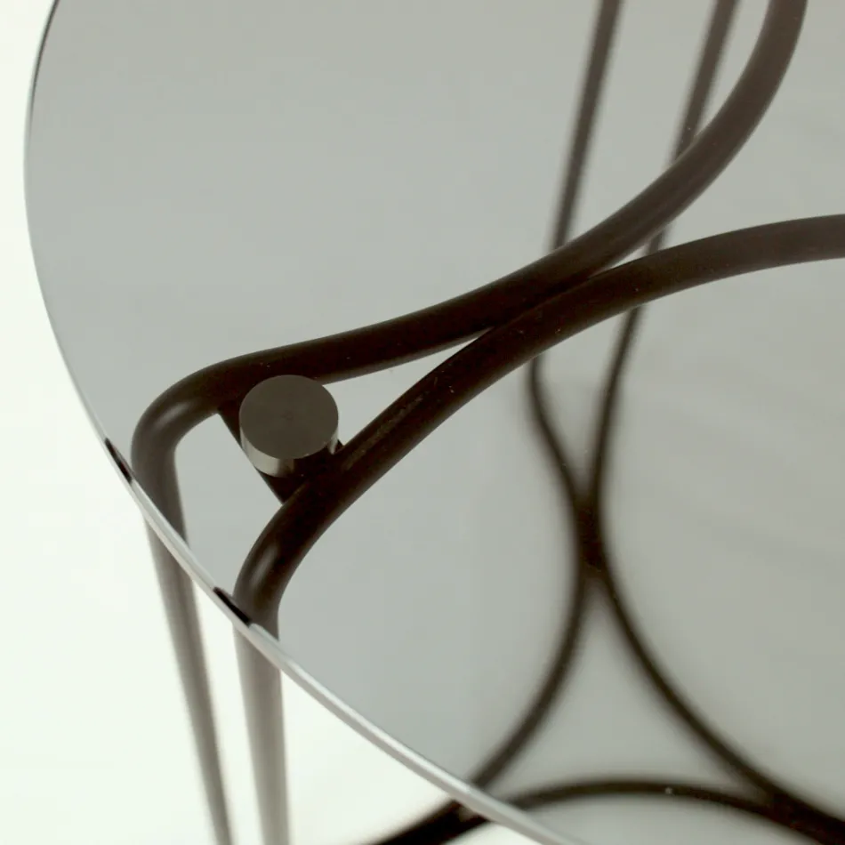 Mesa de centro e base de vidro com 3 crescentes Made in Italy - Arepa Viadurini