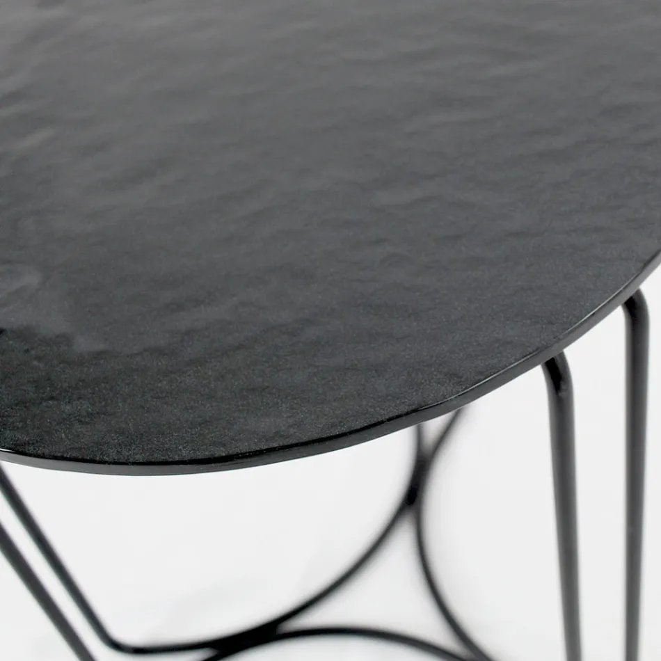 Mesa de centro e base de vidro com 3 crescentes Made in Italy - Arepa Viadurini