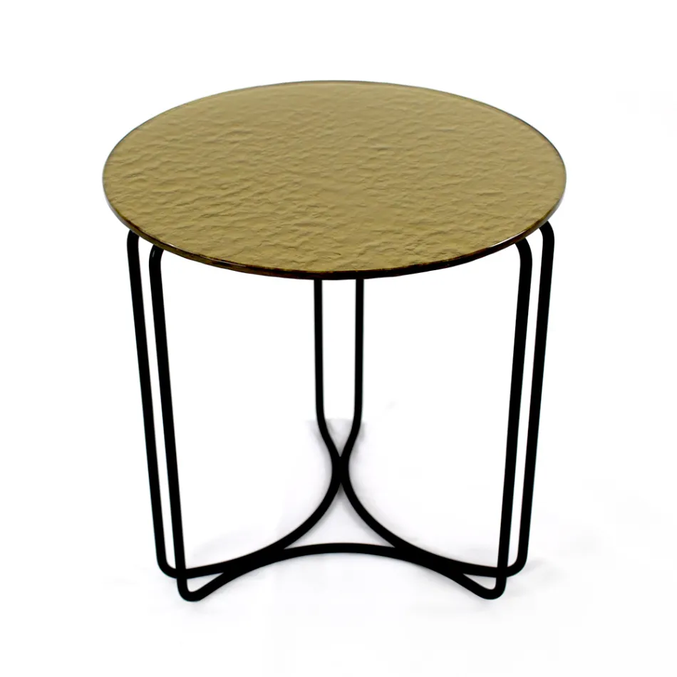 Mesa de centro e base de vidro com 3 crescentes Made in Italy - Arepa Viadurini