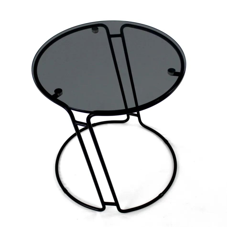 Mesa de centro de vidro e base redonda fabricada na Itália - Tullia Viadurini